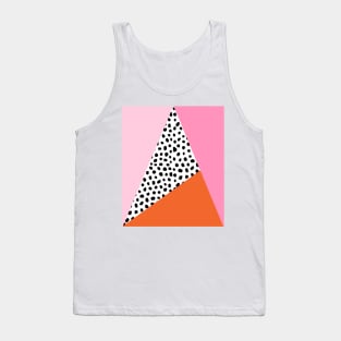 Pink and Orange Colour Block Geometric Tank Top